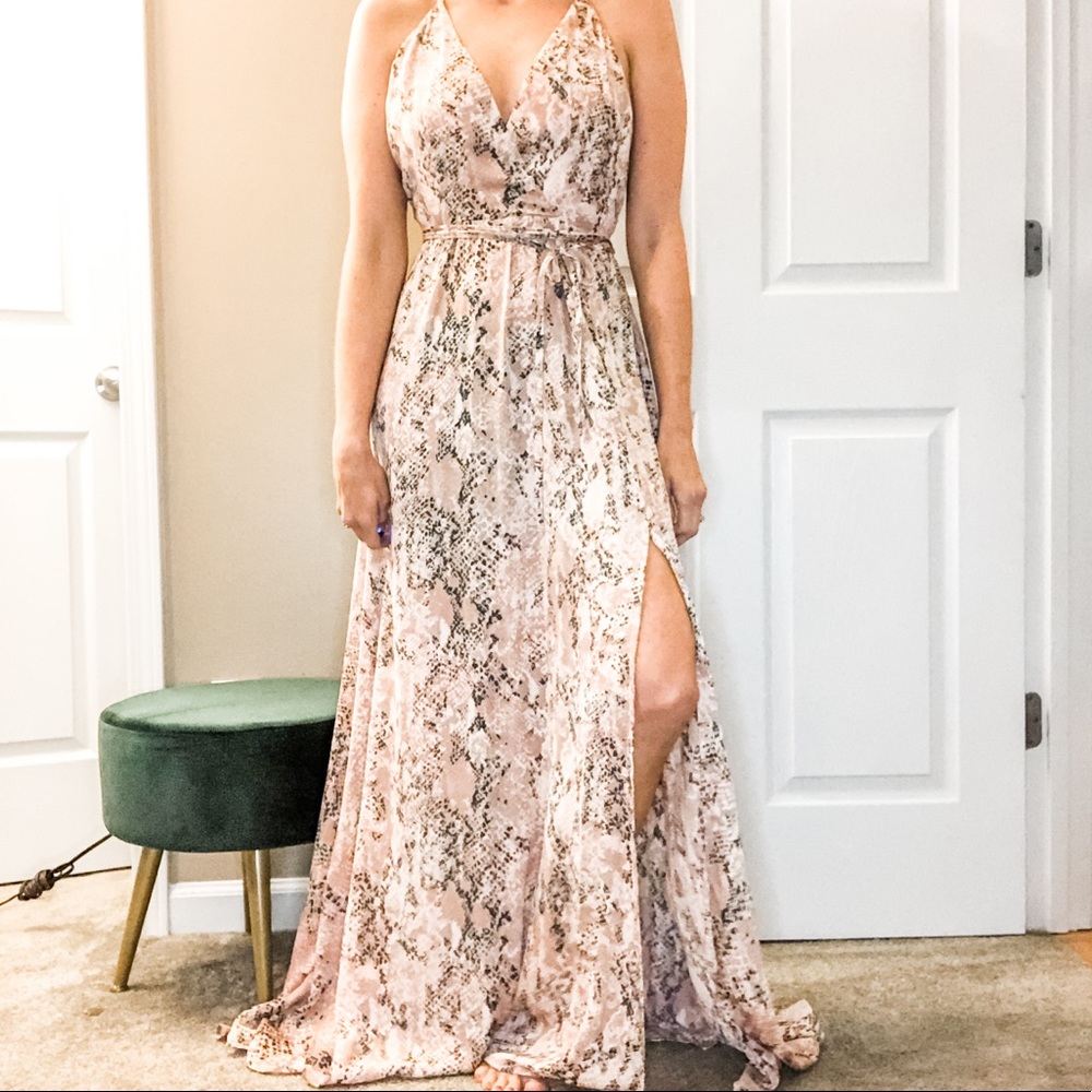 Blush Python Faux Wrap Dress | Small - Picture 8 of 16